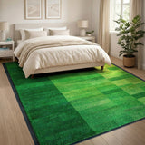 Modern Green-to-Yellow Geometric Block Area Rug