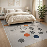 Modern Geometric Circles and Stripes Area Rug