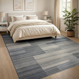 Grey Grey Geometric Patchwork Area Rug