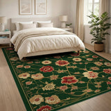 Green Floral Vintage Emerald Green Floral Vintage Area Rug