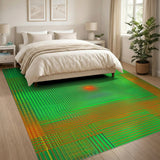 Vibrant Green Geometric Sun Tunnel Rug