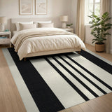 Black White Vertical Stripe Area Rug