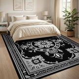Traditional Persian Medallion Elegant Black White Persian Medallion Rug