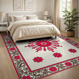 Red Ornate Red Floral Medallion Persian Rug