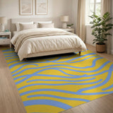 Sunny Yellow Blue Wavy Abstract Area Rug