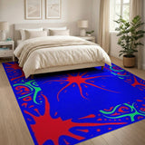 Vibrant Red Splash Abstract Area Rug