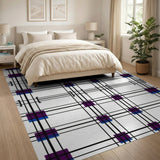 Purple Geometric Grid Modern Area Rug