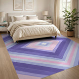Purple Pink Geometric Diamond Stripe Rug