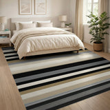 Modern Striped Beige Neutral Area Rug