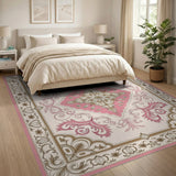 Pink Elegant Pink Persian Medallion Area Rug