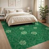 Lush Green Floral Line Art Area Rug