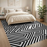 Black White Geometric Maze No. 2 Area Rug