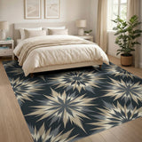 Grey Grey Starburst Geometric Area Rug