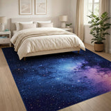 Washable Cosmic Galaxy Area Rug - Low Pile, Non-Slip & Pet Friendly