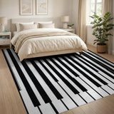 Black White Piano Key Striped Area Rug