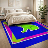 Vibrant Green Cartoon Cat Area Rug