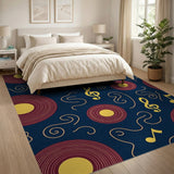 Vinyl Records Music Notes Area Rug