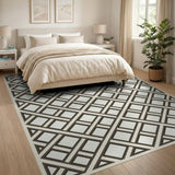 Modern Black Lattice Trellis Area Rug