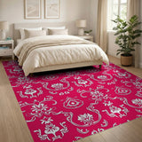 Vibrant Pink Ornate Persian Area Rug