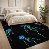 Glowing Blue Jellyfish Area Rug