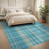 Classic Blue Gingham Plaid Area Rug