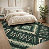 Green Tribal Zigzag Diamond Area Rug