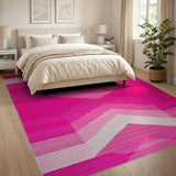 Pink Chevron Gradient Geometric Area Rug