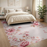 Floral Vintage Pink Vintage Blush Peony Floral Area Rug