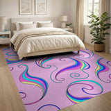 Vibrant Rainbow Swirl Pink Area Rug