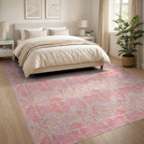 Blush Pink Abstract Leaf Vintage Rug