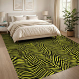 Yellow Bold Yellow Black Wavy Stripe Area Rug