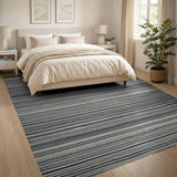 Distressed Vintage Black White Striped Distressed Vintage Area Rug