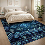 Heritage Tribal Blue and Teal Navy Blue Heritage Tribal Area Rug