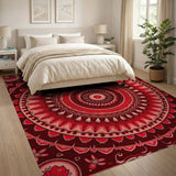 Ornate Red Mandala Floral Rug