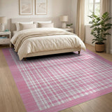 Pink Geometric Modern Pink Gingham Checkered Area Rug