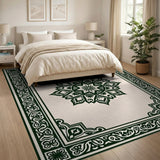 Traditional Persian Mandala Green Area Rug