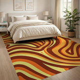 Abstract Area Vibrant Orange Swirl Abstract Area Rug