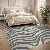 Wavy Grey Zebra Stripe Area Rug