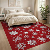 Festive Red Snowflake No. 9 Area Rug