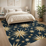 Gold Starburst Navy Geometric Area Rug