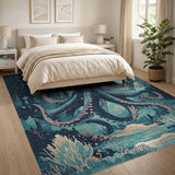 Lunar Octopus Teal Depths Area Rug