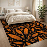 Orange Feather Floral Boho Area Rug