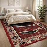 Southwestern Orca Whale Area Rug in Red