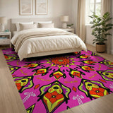 Multi-color and Patterns Vibrant Pink Mandala Geometric Area Rug