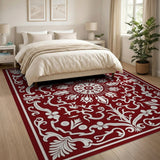 Red Red Ornate Persian Medallion Area Rug