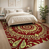 Red Gold Mandala Persian Area Rug