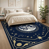 Celestial Full Moon Stars Navy Area Rug