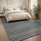 Black White Striped Geometric No. 3 Area Rug