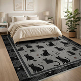 Black Cat Silhouette Southwestern Rug
