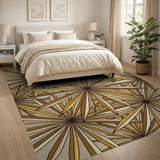 Beige and Neutral Beige Starburst Geometric Area Rug
